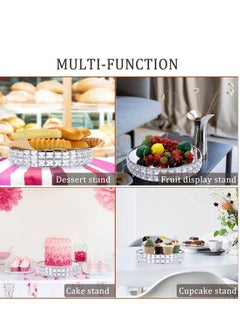 Generic Tall Silver Cake Stand, 12 inch Silver Round Cake Stand, Cookies Fruit Serving Tray Display Tray with Crystal Beads Decor, for Wedding Birthday Party Supplies Centerpiece  - Image 2