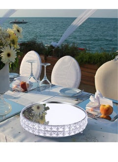 Generic Tall Silver Cake Stand, 12 inch Silver Round Cake Stand, Cookies Fruit Serving Tray Display Tray with Crystal Beads Decor, for Wedding Birthday Party Supplies Centerpiece  - Image 3