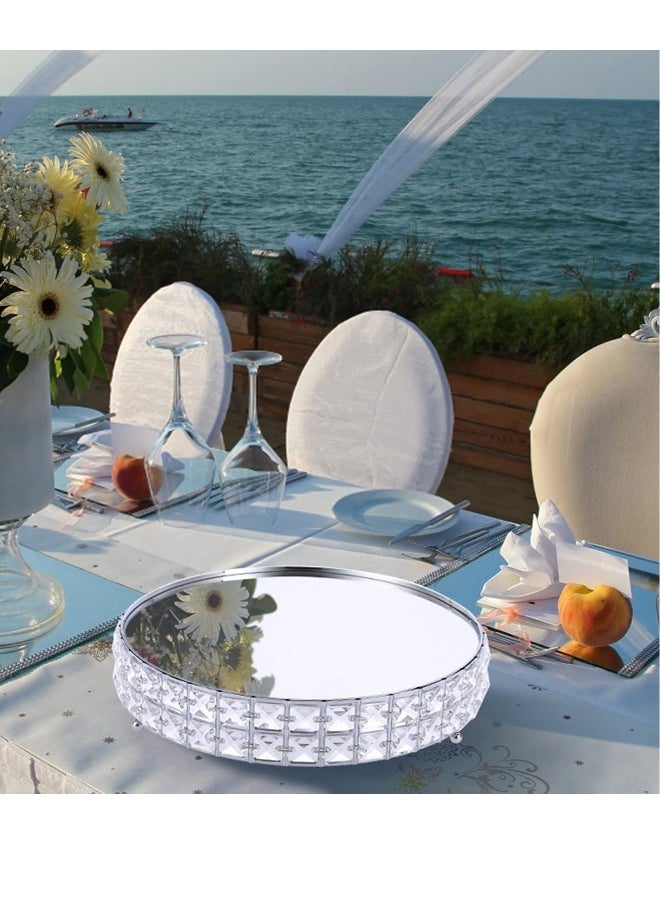 Generic Tall Silver Cake Stand, 12 inch Silver Round Cake Stand, Cookies Fruit Serving Tray Display Tray with Crystal Beads Decor, for Wedding Birthday Party Supplies Centerpiece  - Image 3
