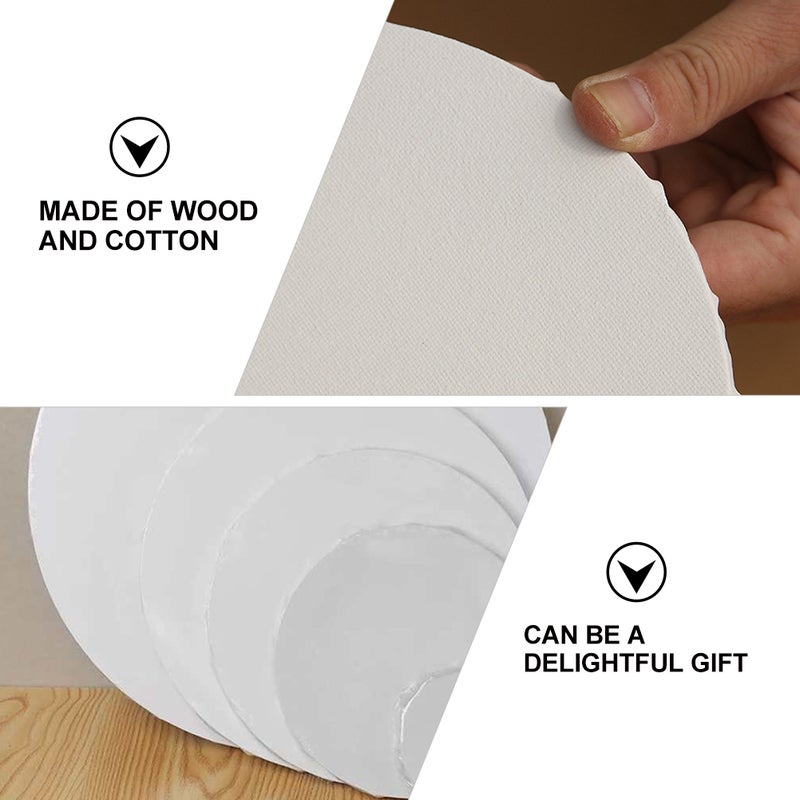 3 Pcs Blank Art Canvas Round Drawing Canvas Cotton Painting Holder DIY Accessory - Image 5