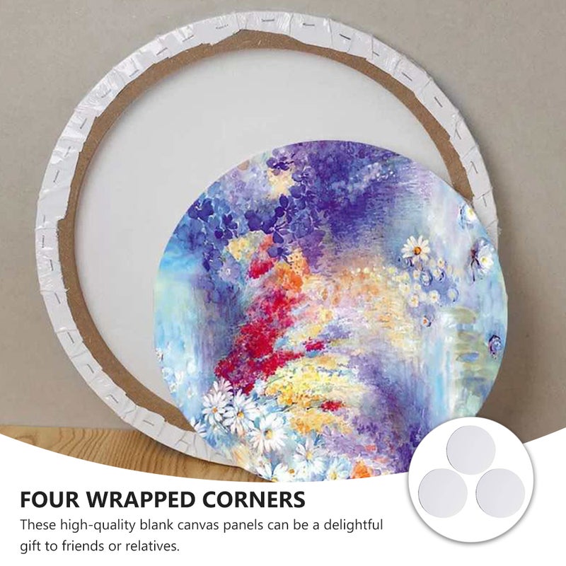 3 Pcs Blank Art Canvas Round Drawing Canvas Cotton Painting Holder DIY Accessory - Image 4