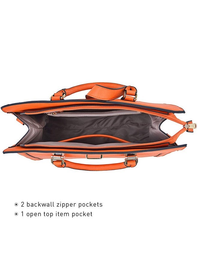 DASEIN Women's Handbag Flap-over Belt Shoulder Bag Top Handle Tote Satchel Purse Work Bag w/Matching Wristlet (Orange) - Image 4