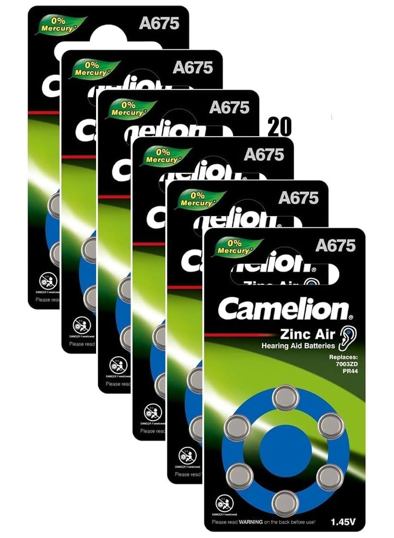 Camelion Camelion 15056675 Zinc Button Cell Batteries Mercury Free A675/ZL 675/1.4V (Pack of 6) 20 Packs
