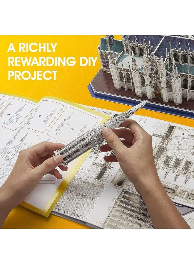 CubicFun 3D Puzzles for Adults National Geographic St. Patrick's Cathedral Model Kits, New York Architecture Puzzles for Adults Desk Building Toys for Kids Ages 8+, 117 Pieces with Booklet Xmas Gifts - Image 1