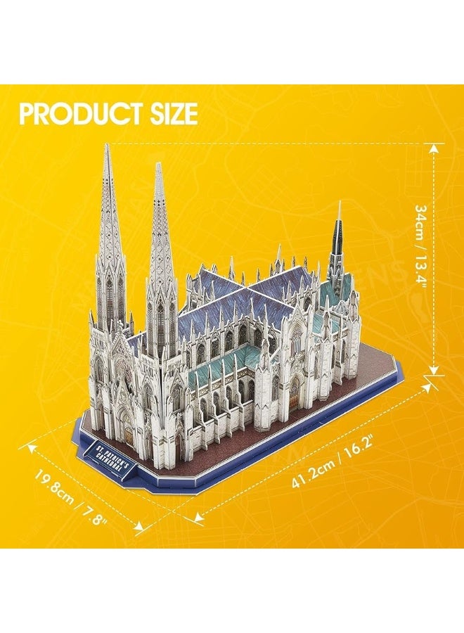 CubicFun 3D Puzzles for Adults National Geographic St. Patrick's Cathedral Model Kits, New York Architecture Puzzles for Adults Desk Building Toys for Kids Ages 8+, 117 Pieces with Booklet Xmas Gifts - Image 2