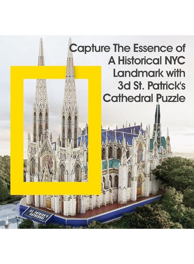 CubicFun 3D Puzzles for Adults National Geographic St. Patrick's Cathedral Model Kits, New York Architecture Puzzles for Adults Desk Building Toys for Kids Ages 8+, 117 Pieces with Booklet Xmas Gifts - Image 3