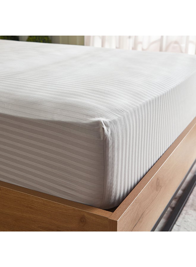 Home Box Hamilton Stripe Satin Cotton Single Fitted Sheet 200 x 30 x 90 cm  - Image 5