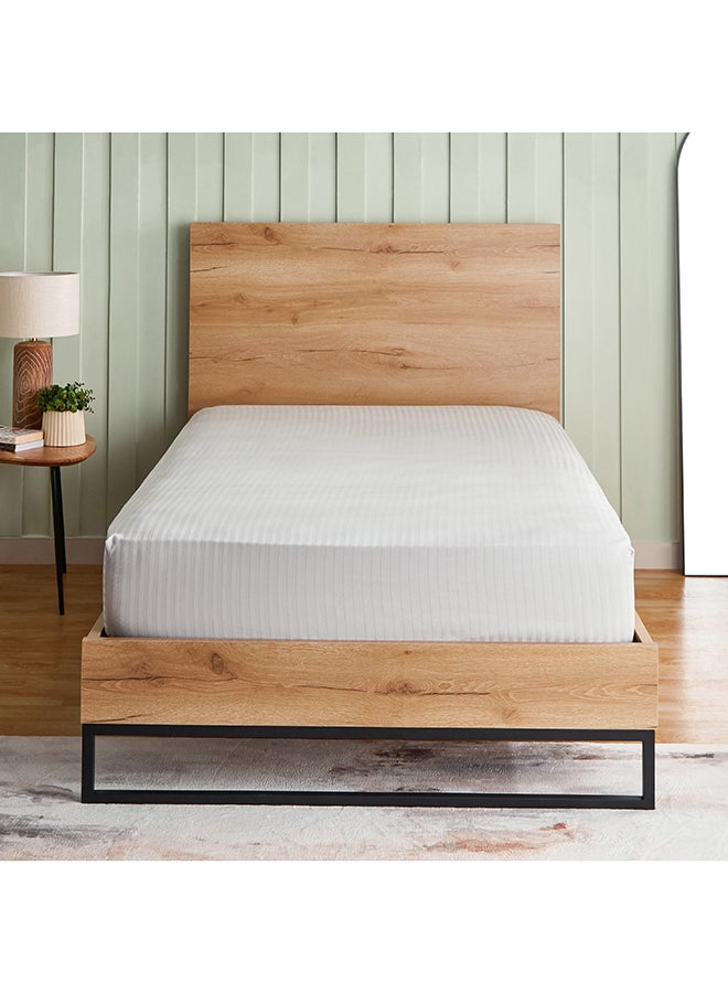 Home Box Hamilton Stripe Satin Cotton Single Fitted Sheet 200 x 30 x 90 cm  - Image 2