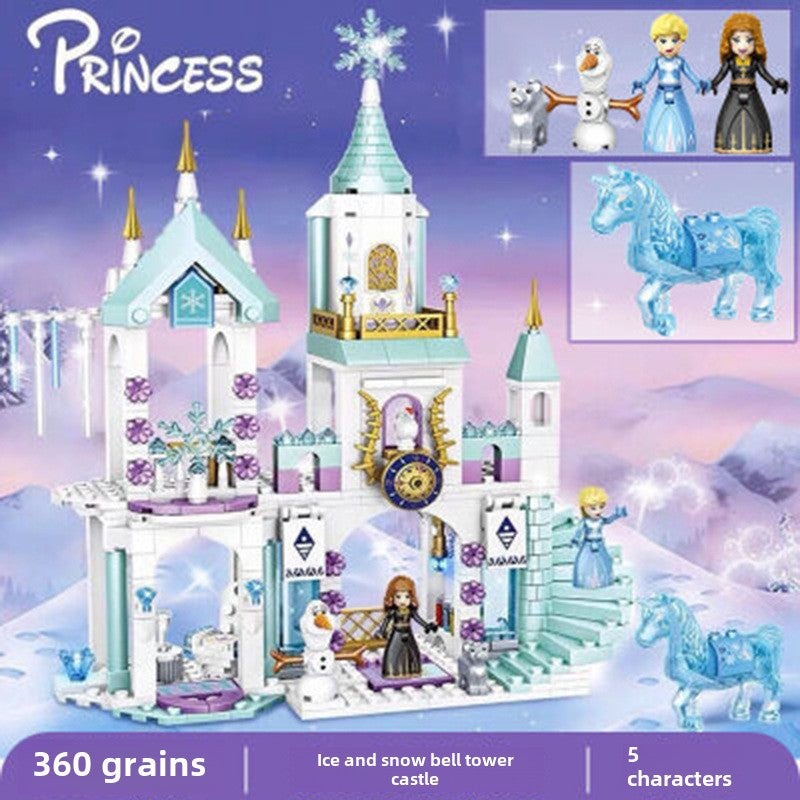 Compatible with Lego bricks Mermaid Girls Ice and Snow Series Princess Assembled 6 Castle 8 Benefit Intelligence Toys 10 Years Old(Ice and Snow Bell Tower + Crystal Horse 7008 [360 Granules]]) - Image 3