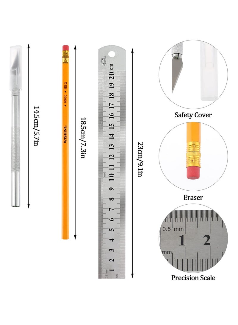 Excefore Circle Ruler, Leather Cutting Tool Set, Round Leather Corner Cutting Ruler, Stainless Steel Ruler, Circle Drawing Tool, for Leather Projects, Complete with Laser Burned Scale Marks - Image 3