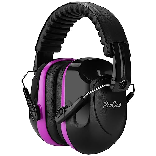 Procase سماعات أذن بروكيس لتقليل الضوضاء، حماية صوتية، سماعات إلغاء الضوضاء NRR 28dB للبالغين والأطفال المصابين بالتوحد، حماية السمع لرماية الأسلحة، جز العشب - بنفسجي - Image 1