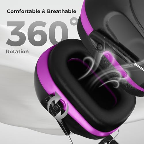 Procase سماعات أذن بروكيس لتقليل الضوضاء، حماية صوتية، سماعات إلغاء الضوضاء NRR 28dB للبالغين والأطفال المصابين بالتوحد، حماية السمع لرماية الأسلحة، جز العشب - بنفسجي - Image 4