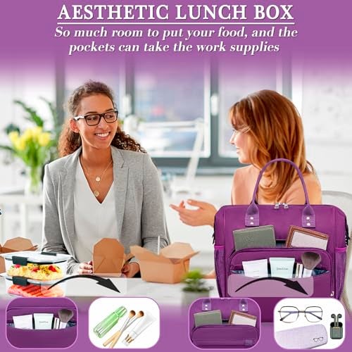 TuErCao Purple Lunch Box for Women Insulated Lunch Bag Fits Bento Boxes, Snack and Foods, Ladies Lunch Tote Bag for Mother Mom Sister Friend Wife Her - Image 5