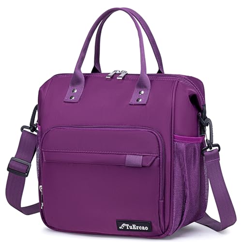 TuErCao Purple Lunch Box for Women Insulated Lunch Bag Fits Bento Boxes, Snack and Foods, Ladies Lunch Tote Bag for Mother Mom Sister Friend Wife Her - Image 1