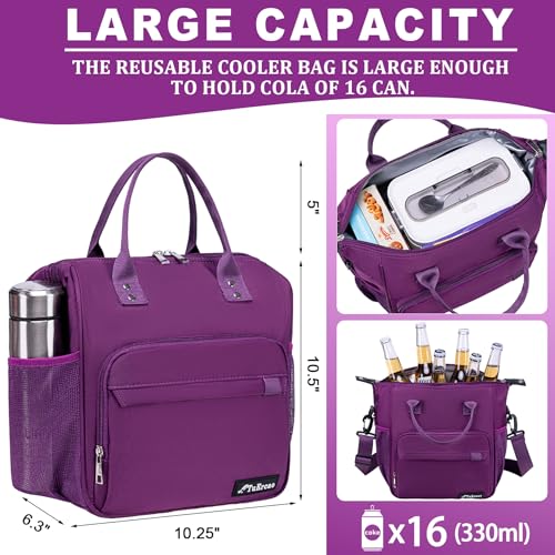 TuErCao Purple Lunch Box for Women Insulated Lunch Bag Fits Bento Boxes, Snack and Foods, Ladies Lunch Tote Bag for Mother Mom Sister Friend Wife Her - Image 2