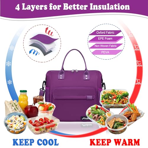 TuErCao Purple Lunch Box for Women Insulated Lunch Bag Fits Bento Boxes, Snack and Foods, Ladies Lunch Tote Bag for Mother Mom Sister Friend Wife Her - Image 4