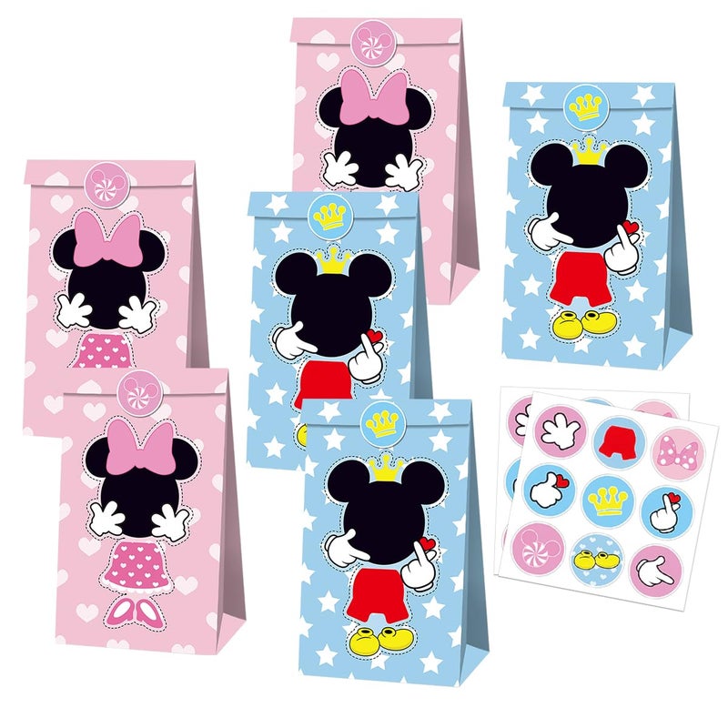 OU RUI 12Pcs Mouse Party Bags With Stickers Paper Supplies Favors Cookie Chocolate Candy Snack Bags Mouse Birthday Party Gift Bag - Image 1