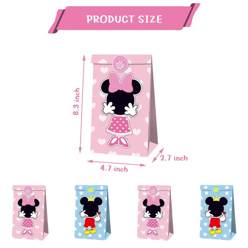 OU RUI 12Pcs Mouse Party Bags With Stickers Paper Supplies Favors Cookie Chocolate Candy Snack Bags Mouse Birthday Party Gift Bag - Image 2