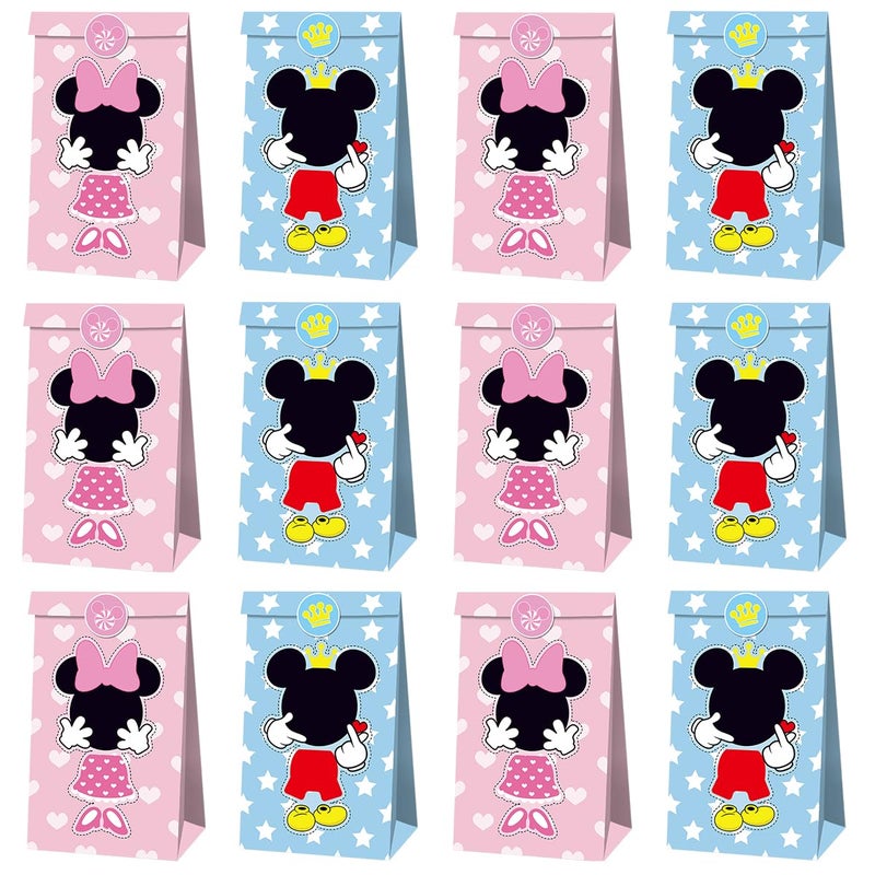 OU RUI 12Pcs Mouse Party Bags With Stickers Paper Supplies Favors Cookie Chocolate Candy Snack Bags Mouse Birthday Party Gift Bag - Image 3