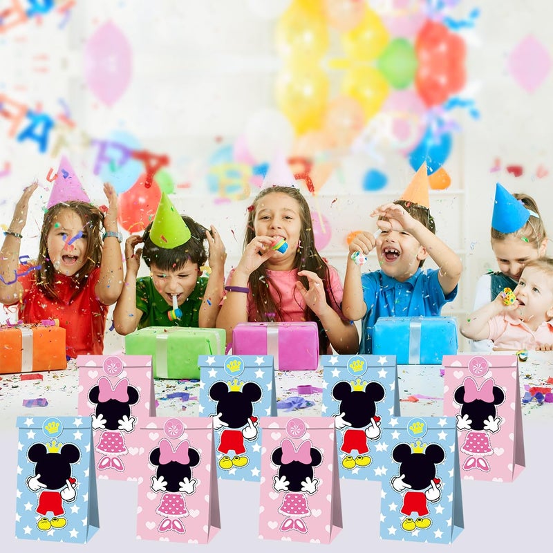 OU RUI 12Pcs Mouse Party Bags With Stickers Paper Supplies Favors Cookie Chocolate Candy Snack Bags Mouse Birthday Party Gift Bag - Image 4