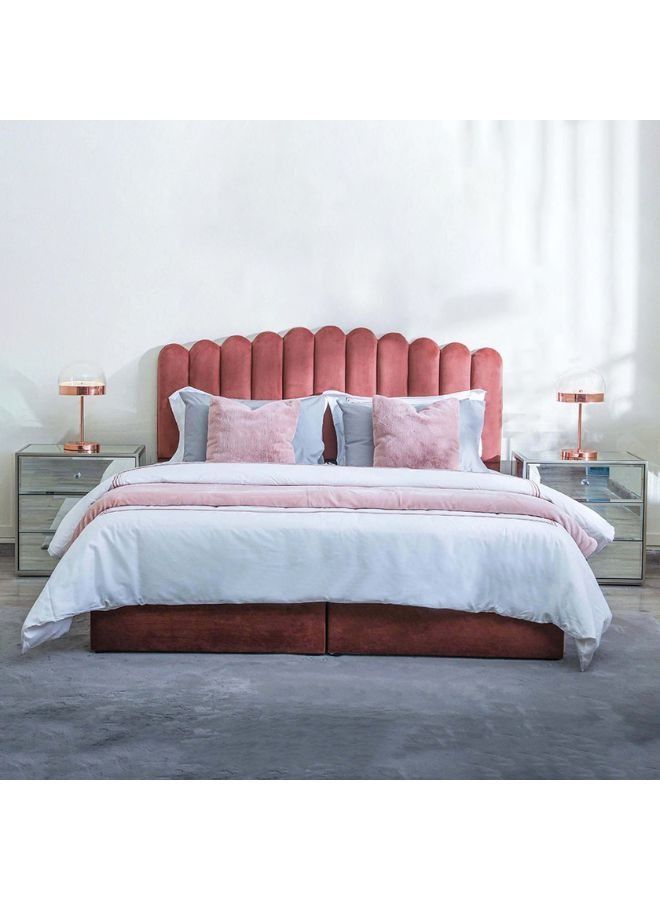 Karnak Almira Upholstered Velvet Bed Frame Bedroom Furniture Strong And Sturdy Modern Design Wooden Bed | Quiet & Comfortable Bed (Super King - 200x200cm, Pink) - Image 1