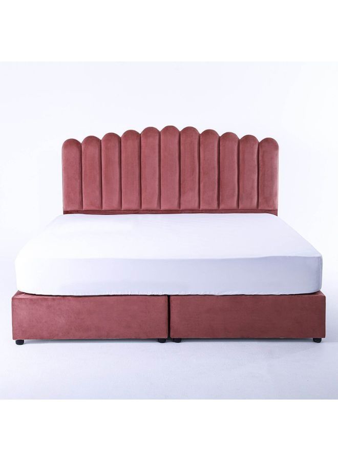Karnak Almira Upholstered Velvet Bed Frame Bedroom Furniture Strong And Sturdy Modern Design Wooden Bed | Quiet & Comfortable Bed (Super King - 200x200cm, Pink) - Image 3