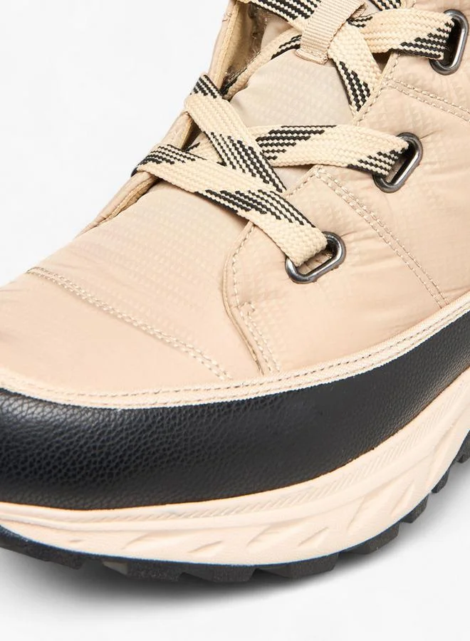 MISSY BEIGE Panelled Lace-Up Ankle Boots With Pull Tabs for Women | Best Price UAE