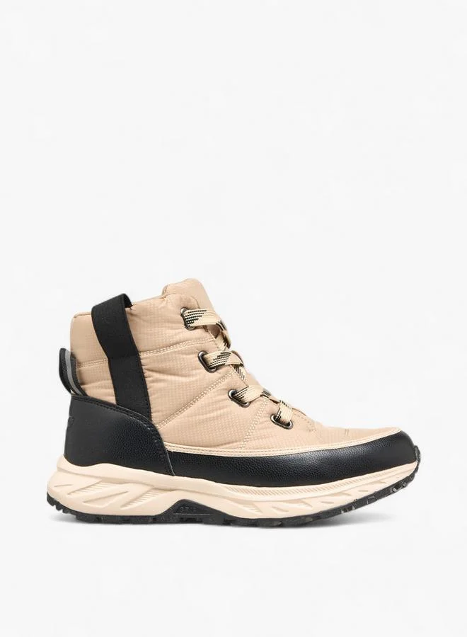 MISSY BEIGE Panelled Lace-Up Ankle Boots With Pull Tabs for Women | Best Price UAE