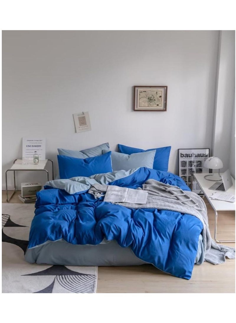 llwoo Single Size Bedsheet Set, Grey and Blue Color Look Elegant to Bedroom, Breathable Ultra Soft Comforter Cover Set 1 fitted sheet 120*200+25cm 1 duvet cover 160*210cm 2 pillowcases 75*50cm  - Image 1