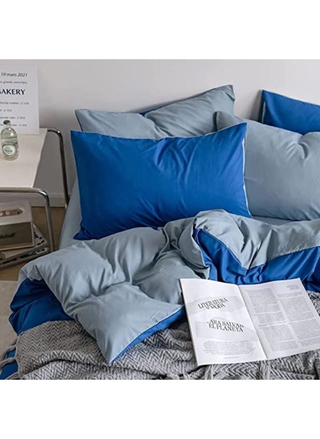 llwoo Single Size Bedsheet Set, Grey and Blue Color Look Elegant to Bedroom, Breathable Ultra Soft Comforter Cover Set 1 fitted sheet 120*200+25cm 1 duvet cover 160*210cm 2 pillowcases 75*50cm  - Image 4