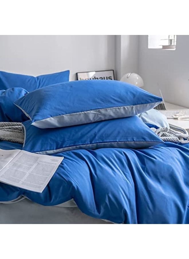 llwoo Single Size Bedsheet Set, Grey and Blue Color Look Elegant to Bedroom, Breathable Ultra Soft Comforter Cover Set 1 fitted sheet 120*200+25cm 1 duvet cover 160*210cm 2 pillowcases 75*50cm  - Image 5