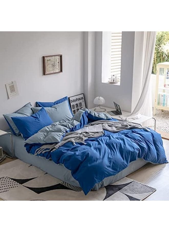 llwoo Single Size Bedsheet Set, Grey and Blue Color Look Elegant to Bedroom, Breathable Ultra Soft Comforter Cover Set 1 fitted sheet 120*200+25cm 1 duvet cover 160*210cm 2 pillowcases 75*50cm  - Image 2