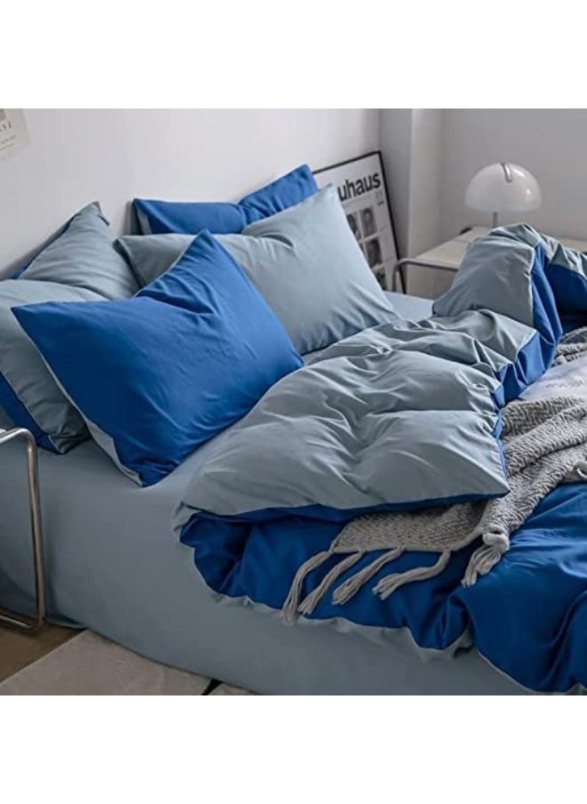 llwoo Single Size Bedsheet Set, Grey and Blue Color Look Elegant to Bedroom, Breathable Ultra Soft Comforter Cover Set 1 fitted sheet 120*200+25cm 1 duvet cover 160*210cm 2 pillowcases 75*50cm  - Image 3
