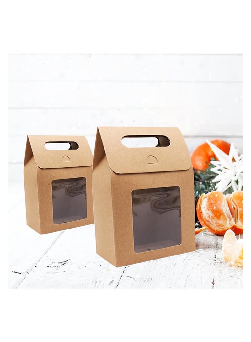 Zikra 25 Pcs Natural Kraft Paper Bag Bags Strong Stand Up Gift with Handles With Display Window for Shopping Packaging Retail Party Craft Gifts Wedding Brown - Image 5