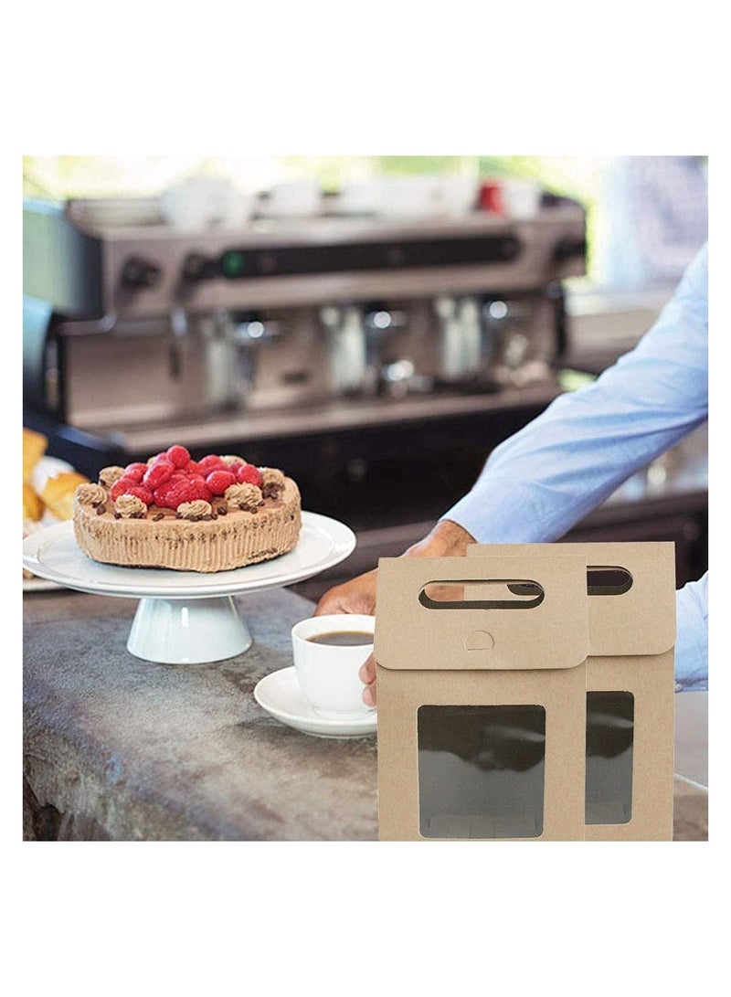 Zikra 25 Pcs Natural Kraft Paper Bag Bags Strong Stand Up Gift with Handles With Display Window for Shopping Packaging Retail Party Craft Gifts Wedding Brown - Image 4