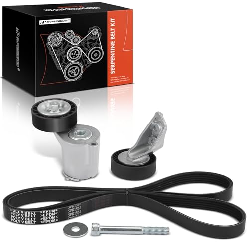 A-Premium Engine Serpentine Belt Drive Kit with Tensioner & Idler Pulley Compatible with Volkswagen Passat 2012-2014, Beetle 2006-2010 2012-2015, 2.5L, 3-PC Set - Image 1