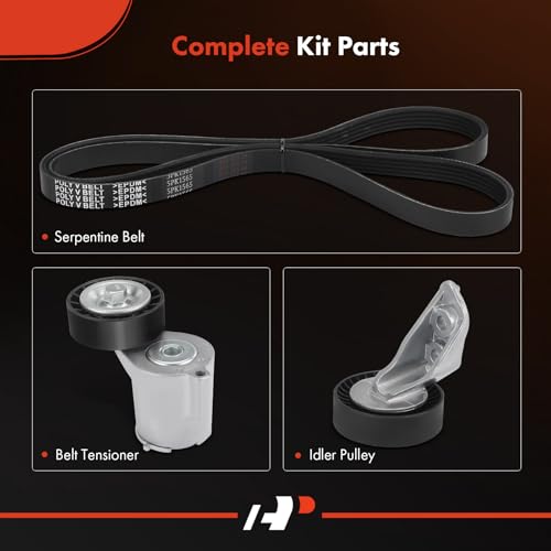 A-Premium Engine Serpentine Belt Drive Kit with Tensioner & Idler Pulley Compatible with Volkswagen Passat 2012-2014, Beetle 2006-2010 2012-2015, 2.5L, 3-PC Set - Image 2