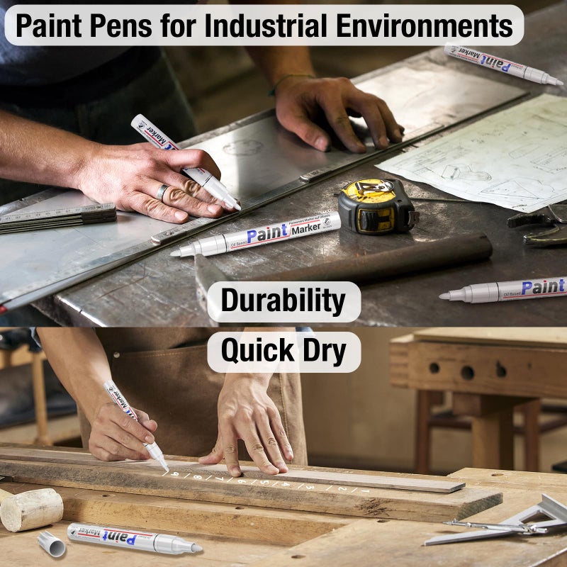 DAPAWIN Oil Based Paint Markers for Metal: 8 Colors Oil Based Permanent Paint Pens for Metal, Wood, Rock, Fabric, Canvas, Glass, Plastic - Medium Tip Quick-Dry, Waterproof, Art & Craft Pen - Image 3