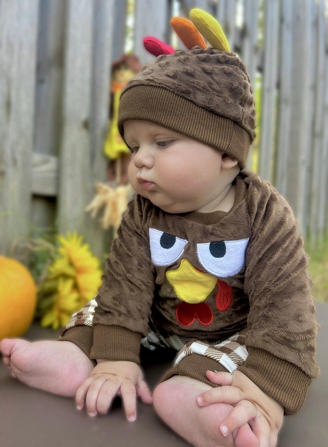 HIHA 6-12 Months Baby Boys Thanksgiving Clothes Infant Turkey Outfit Long Sleeve Turkey Print Sweatshirt Plaid Jogger Pant Set Fall Winter Clothes - Image 3