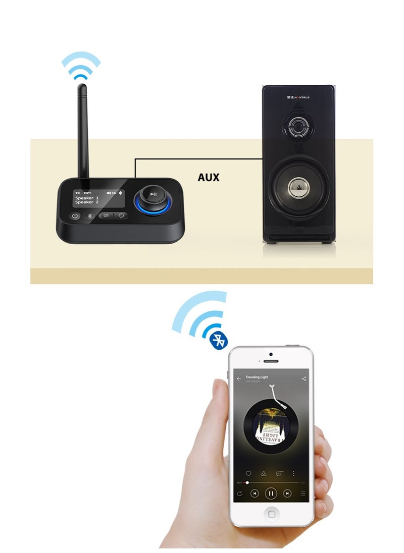 porodo - 3 in 1 Bluetooth Transmitter Receiver and Wireless Audio Adaptor - Black - Image 1