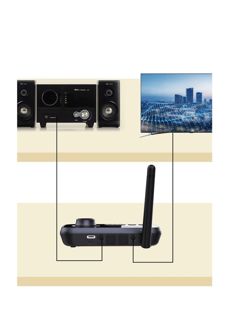 porodo - 3 in 1 Bluetooth Transmitter Receiver and Wireless Audio Adaptor - Black - Image 1