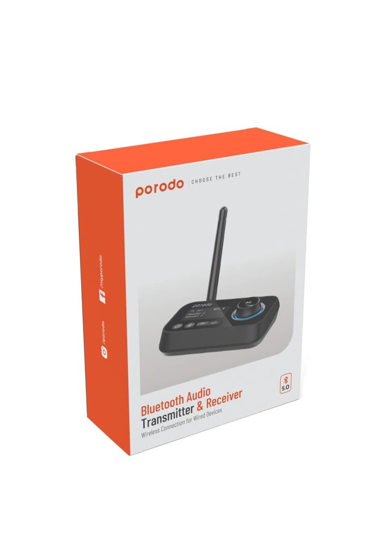 porodo - 3 in 1 Bluetooth Transmitter Receiver and Wireless Audio Adaptor - Black - Image 1