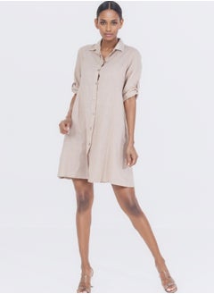 Casual Button-Down Shirt Dress with Rolled Sleeves - pzsku/Z73C02963AA4B3F25FBCAZ/45/_/1726722210/6907d4ed-348c-4f5d-92e1-f14ac4fa8e24