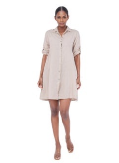 Casual Button-Down Shirt Dress with Rolled Sleeves - pzsku/Z73C02963AA4B3F25FBCAZ/45/_/1726722299/1a31aaa7-ff7f-4dc5-bde9-588cce2a5aee