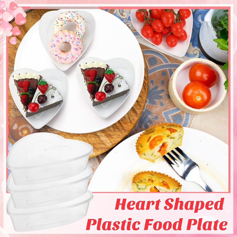 ywmigl 12 Pcs 17 Oz Heart Shaped Container Plastic Seasoning Containers Box Food Storage Containers with Clear Transparent Lids Reusable Dessert Box for Fruit Vegetable(Transparent) - Image 3