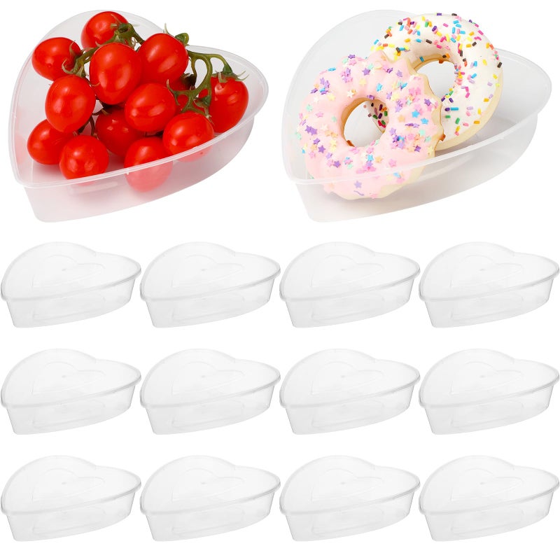 ywmigl 12 Pcs 17 Oz Heart Shaped Container Plastic Seasoning Containers Box Food Storage Containers with Clear Transparent Lids Reusable Dessert Box for Fruit Vegetable(Transparent) - Image 1
