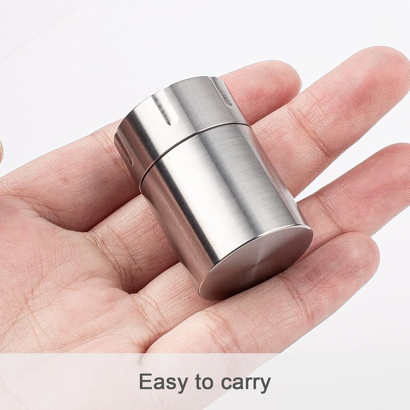 TISUR Portable Pill Cases, Metal Titanium Pill Holder Pocket Small Pill Box Keychain Waterproof Pill Bottle Medicine Organizer Case Container for Travel Purse Outdoor Camping (Titanium Pill Bottle) - Image 5