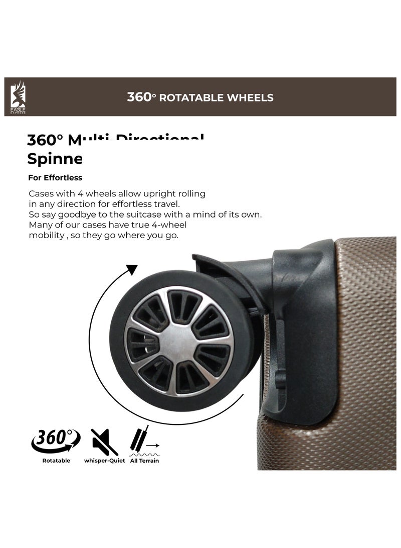 ايجل اكسبريس عربة متينة من مادة ABS مقاس 20 و24 و28 بوصة، مجموعة من 3 قطع باللون البني - Image 5