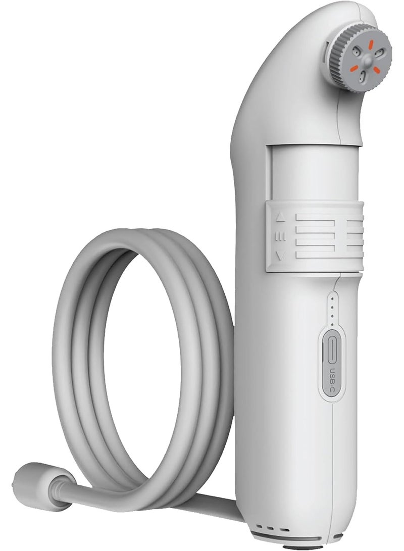 Green Lion Bidet Pro Portable, Rechargeable, 1600mAh Battery, 6000 RPM Motor, 5.55W with 2 Spray Modes, 1.2m Water Pipe, 70 Minutes Working Time, IPX6 Waterproof, Type-C Charging, Adjustable Nozzle, Travel bidet - White - Image 1