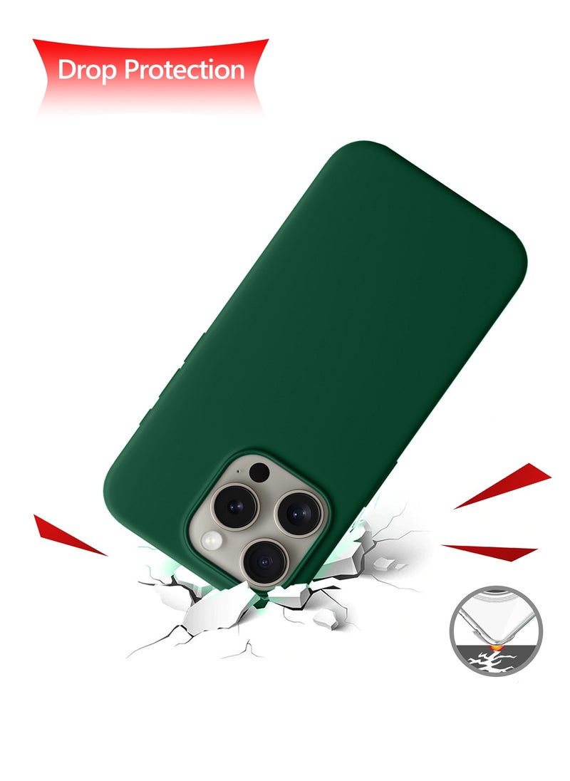 Wtech - Soft Liquid Silicone Case Cover For Apple iPhone 15 Pro 2023 Dark Green - Image 1
